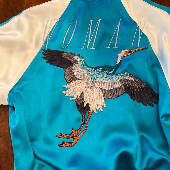 Off White Blue Bomber Jacket - Picture 8 of 9